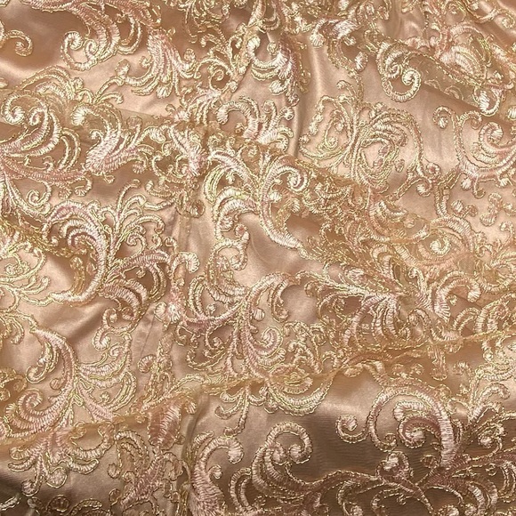 Windsor Formal Rose Gold Lace Overlay Embroidered Strapless Gown Sweetheart - Picture 13 of 16